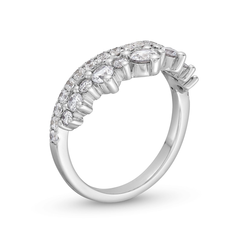 Main Image 3 of 1 CT. T.W. Lab-Grown Diamond Crown Contour Double Row Anniversary Band in 14K White Gold (F/VS2)