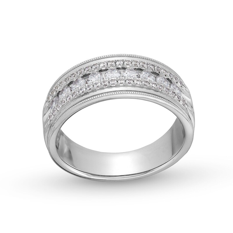 Main Image 1 of 1 CT. T.W. Certified Lab-Grown Diamond Triple Row Vintage-Style Anniversary Band in 14K White Gold (F/VS2)