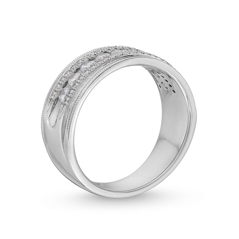 Main Image 2 of 1 CT. T.W. Certified Lab-Grown Diamond Triple Row Vintage-Style Anniversary Band in 14K White Gold (F/VS2)