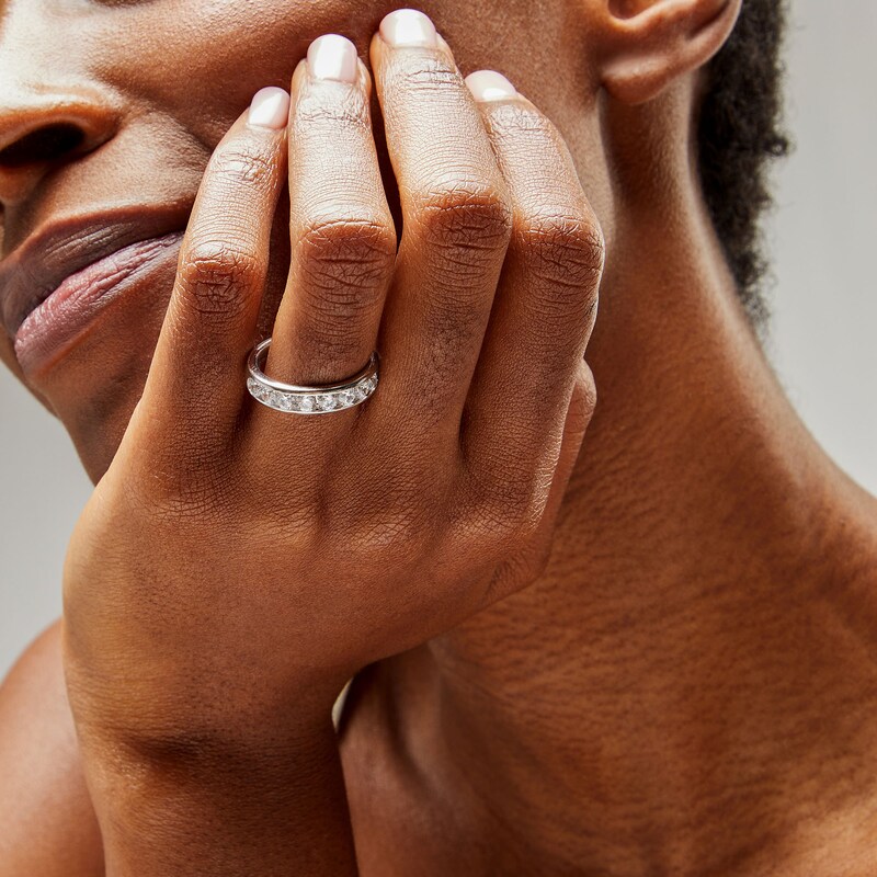 Main Image 2 of 1-1/2 CT. T.W. Certified Lab-Grown Diamond Ten Stone Channel-Set Anniversary Band in 14K White Gold (F/VS2)