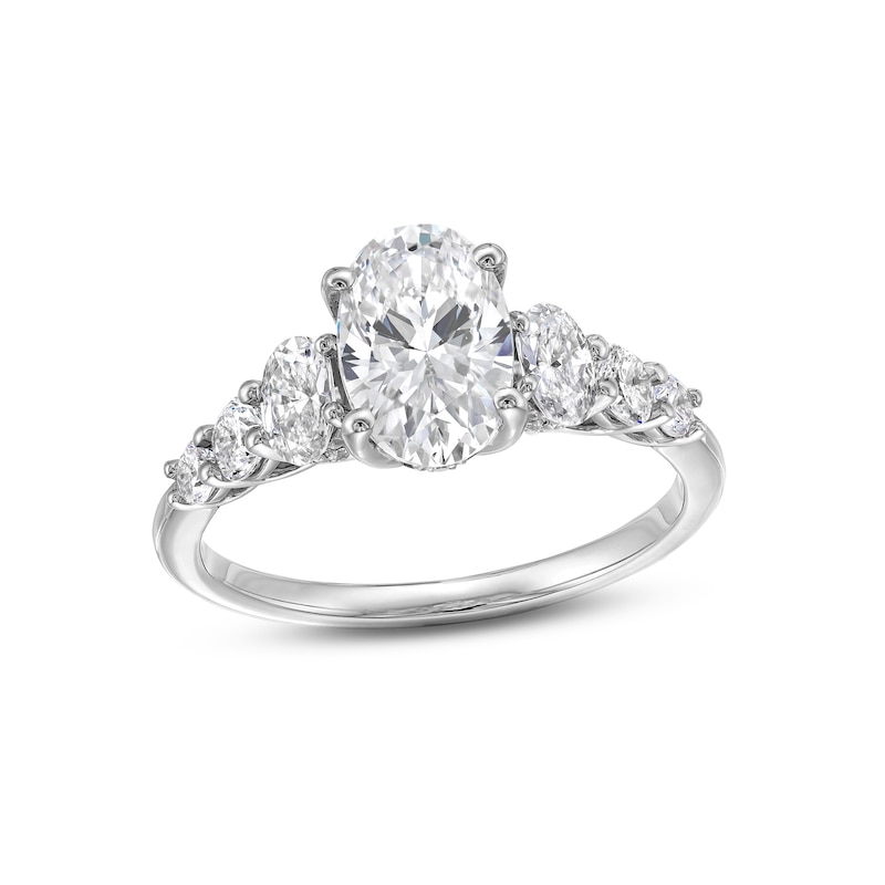 Main Image 1 of 2-1/3 CT. T.W. Oval and Round Certified Lab-Grown Diamond Seven Stone Graduated Engagement Ring in 14K White Gold