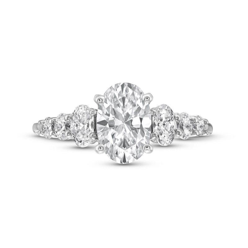 Main Image 4 of 2-1/3 CT. T.W. Oval and Round Certified Lab-Grown Diamond Seven Stone Graduated Engagement Ring in 14K White Gold
