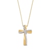 Thumbnail Image 1 of 1/4 CT. T.W. Diamond Windmill Ribbon Cross Pendant in 10K Gold
