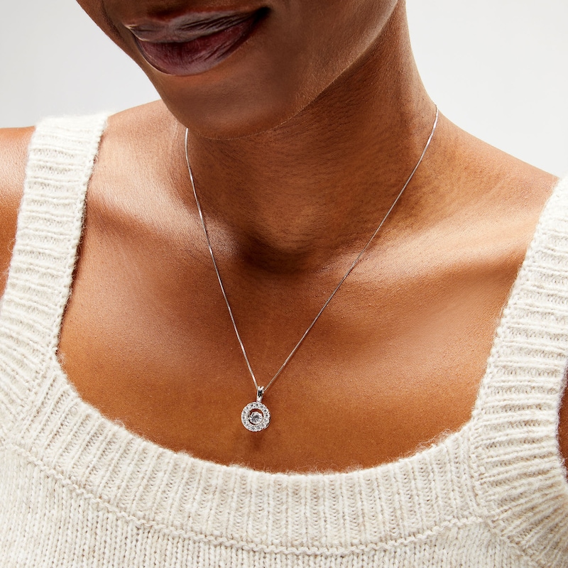 Main Image 2 of 1 CT. T.W. Certified Lab-Grown Diamond Open Circle Frame Pendant in 10K White Gold (I/SI2)