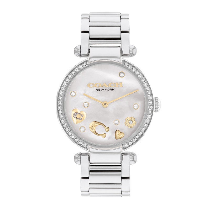 Main Image 1 of Women’s Coach Cary Crystal Accent Watch with Mother-of-Pearl Dial (Model: 14504264)