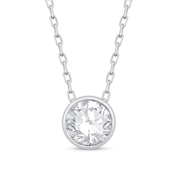 1 CT. Certified Lab-Grown Diamond Bezel-Set Solitaire Pendant in 14K White Gold (F/SI2) - 19"