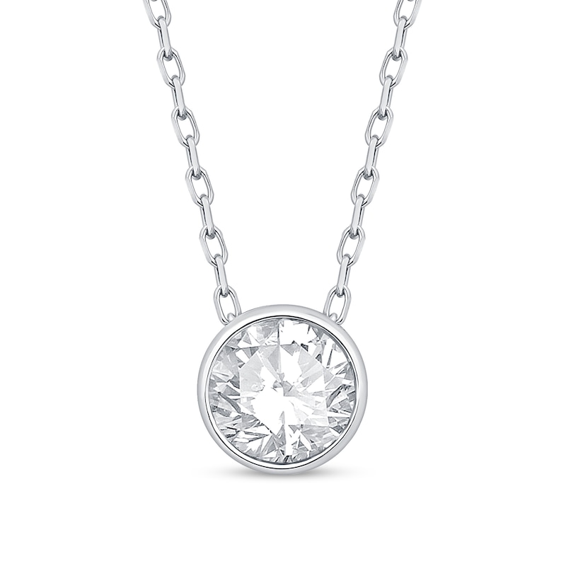 Main Image 1 of 1 CT. Certified Lab-Grown Diamond Bezel-Set Solitaire Pendant in 14K White Gold (F/SI2) - 19"