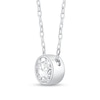Thumbnail Image 2 of 1 CT. Certified Lab-Grown Diamond Bezel-Set Solitaire Pendant in 14K White Gold (F/SI2) - 19"