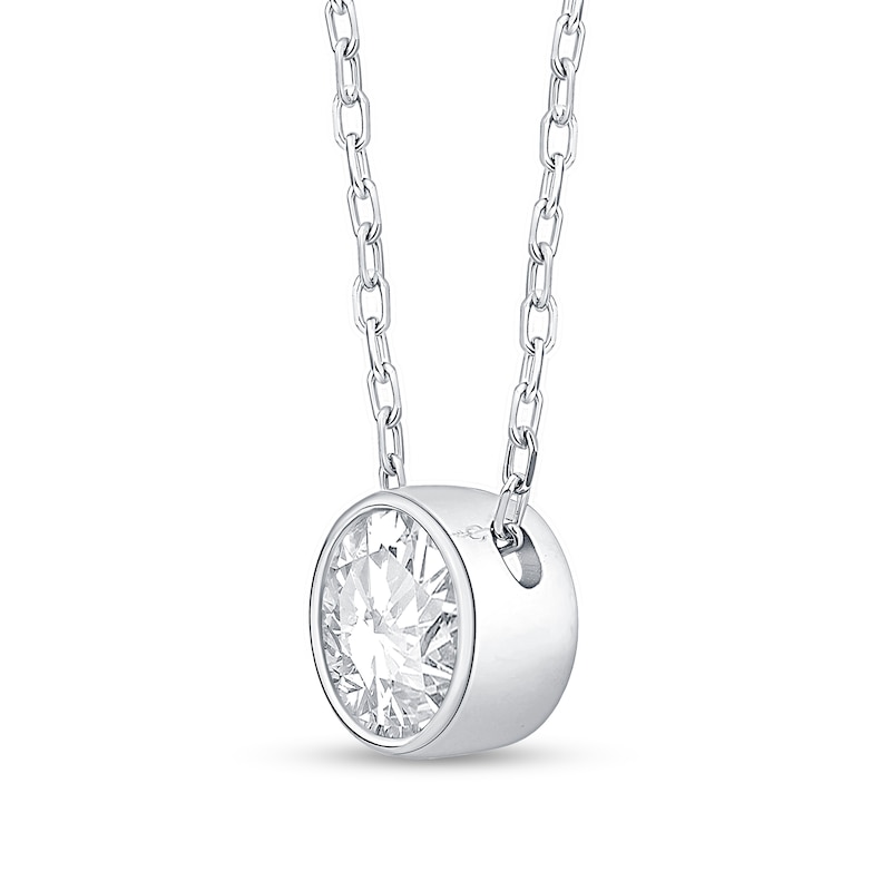 Main Image 2 of 1 CT. Certified Lab-Grown Diamond Bezel-Set Solitaire Pendant in 14K White Gold (F/SI2) - 19"