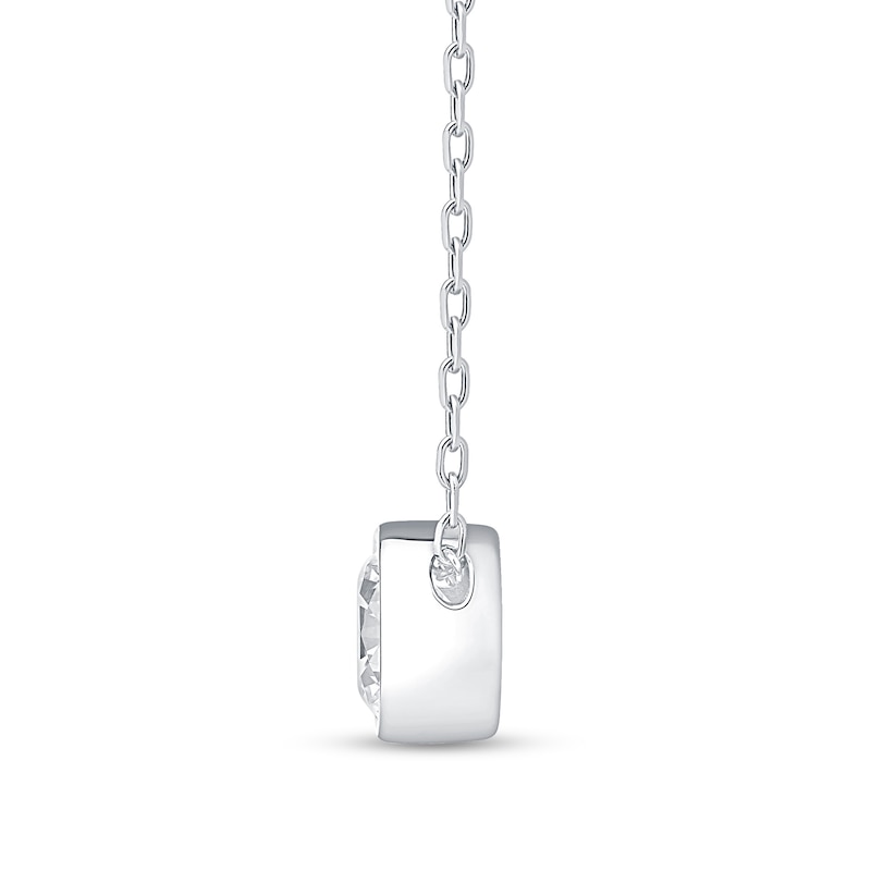 Main Image 3 of 1 CT. Certified Lab-Grown Diamond Bezel-Set Solitaire Pendant in 14K White Gold (F/SI2) - 19"