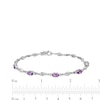 Thumbnail Image 4 of Oval Amethyst and White Lab-Created Sapphire Bypass Link Alternating Bracelet in Sterling Silver - 7.25”