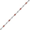 Thumbnail Image 1 of Oval Garnet and White Lab-Created Sapphire Bypass Link Alternating Bracelet in Sterling Silver - 7.25”