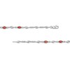 Thumbnail Image 3 of Oval Garnet and White Lab-Created Sapphire Bypass Link Alternating Bracelet in Sterling Silver - 7.25”