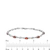 Thumbnail Image 4 of Oval Garnet and White Lab-Created Sapphire Bypass Link Alternating Bracelet in Sterling Silver - 7.25”