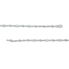 Thumbnail Image 3 of Oval Aquamarine and White Lab-Created Sapphire Bypass Link Alternating Bracelet in Sterling Silver - 7.25”