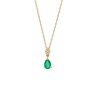 Thumbnail Image 1 of Pear-Shaped Emerald and Diamond Accent Flower Cluster Pendant in 10K Gold