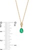 Thumbnail Image 3 of Pear-Shaped Emerald and Diamond Accent Flower Cluster Pendant in 10K Gold