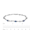 Thumbnail Image 4 of Oval Blue and White Lab-Created Sapphire Bypass Link Alternating Bracelet in Sterling Silver - 7.25”