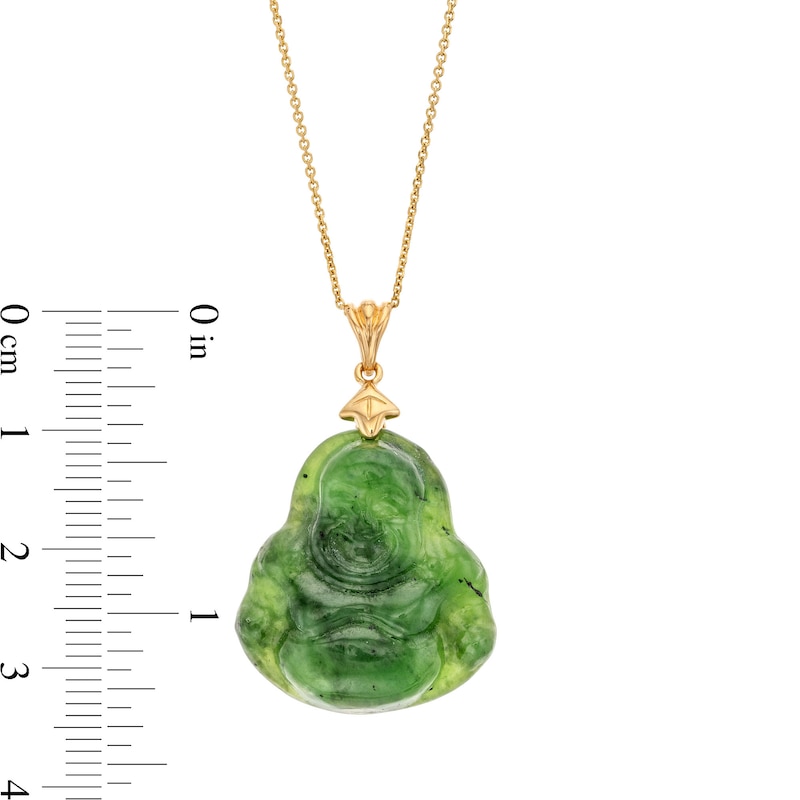 Main Image 4 of Jade Buddha Pendant in 14K Gold