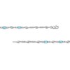 Thumbnail Image 3 of Oval Swiss Blue Topaz and White Lab-Created Sapphire Bypass Link Alternating Bracelet in Sterling Silver - 7.25”