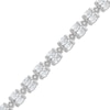 Thumbnail Image 1 of Oval White Lab-Created Sapphire Bezel-Set Double Row Alternating Bracelet in Sterling Silver - 7.25&quot;