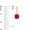 Thumbnail Image 3 of Cushion-Cut Lab-Created Ruby and White Lab-Created Sapphire Drop Earrings in Sterling Silver with 14K Gold Plate
