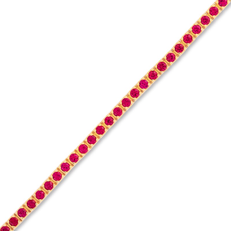 Main Image 1 of Lab-Created Ruby Tennis Bracelet in Sterling Silver with 18K Gold Plate - 7.25"