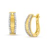 Thumbnail Image 1 of 1/2 CT. T.W. Diamond Edge Ribbed Stripe Hoop Earrings in 10K Gold