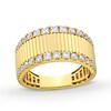 Thumbnail Image 1 of 5/8 CT. T.W. Diamond Edge Ribbed Stripe Band in 10K Gold