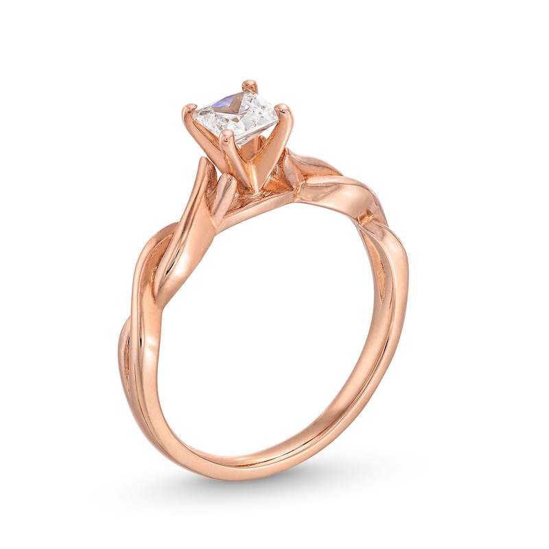 1/2 CT. Princess-Cut Diamond Solitaire Twist Shank Ring in 14K Rose Gold