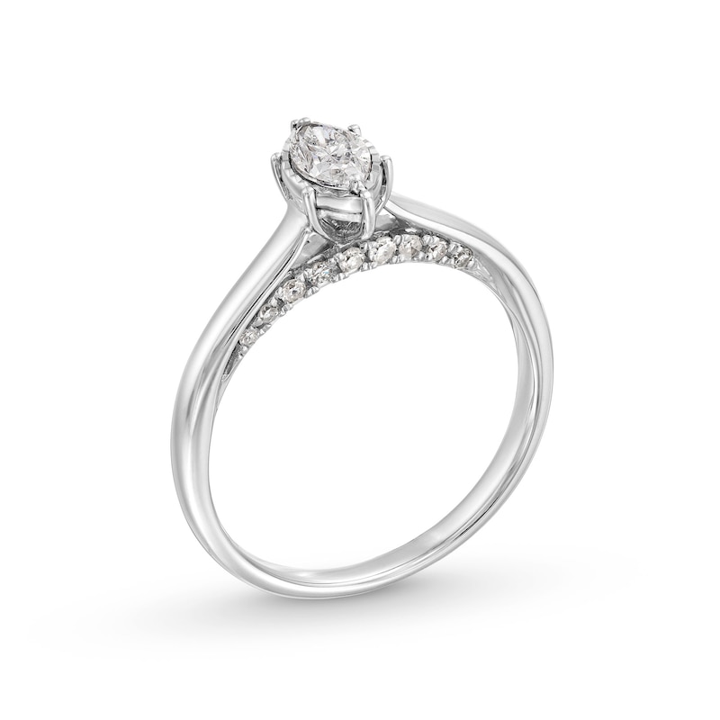 Main Image 3 of 1/2 CT. T.W. Marquise Diamond Engagement Ring in 14K White Gold