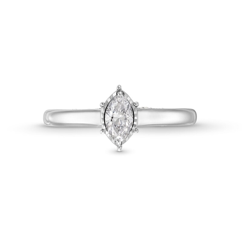 Main Image 4 of 1/2 CT. T.W. Marquise Diamond Engagement Ring in 14K White Gold
