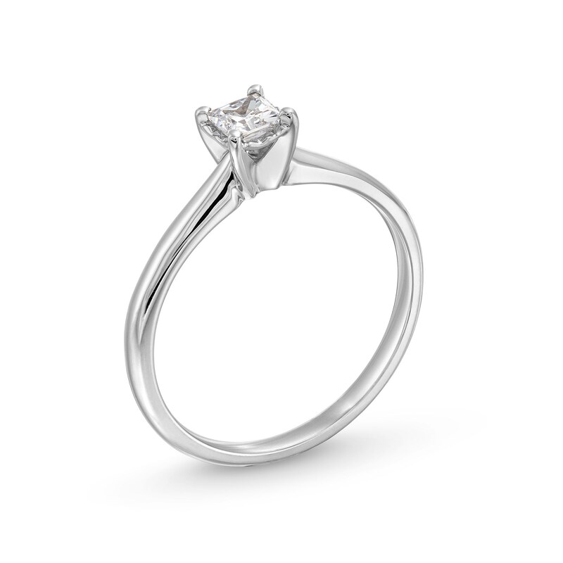Main Image 3 of 1/4 CT. Princess-Cut Diamond Miracle Solitaire Ring in 14K White Gold