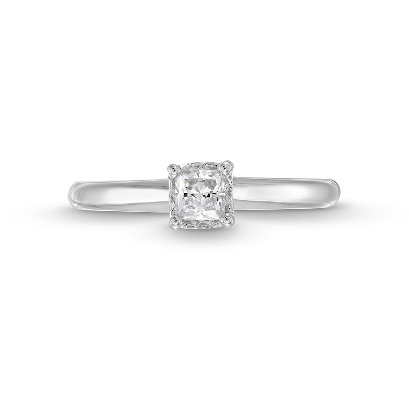 Main Image 4 of 1/4 CT. Princess-Cut Diamond Miracle Solitaire Ring in 14K White Gold