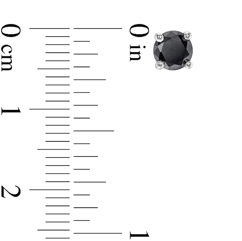 Main Image 3 of 1 CT. T.W. Black Diamond Solitaire Stud Earrings in 10K White Gold