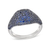 Thumbnail Image 1 of Blue Lab-Created Sapphire Signet Ring in Sterling Silver and Black Rhodium Plate