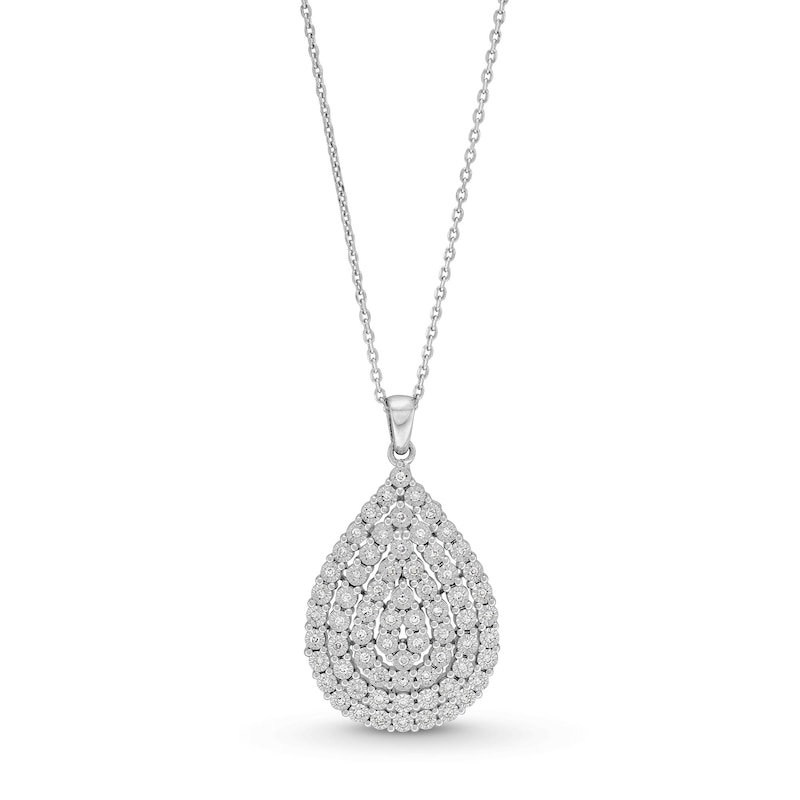 Main Image 1 of 1/5 CT. T.W. Pear-Shaped Multi-Diamond Triple Frame Pendant in Sterling Silver