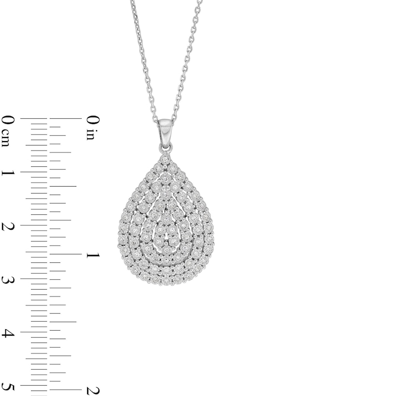 Main Image 4 of 1/5 CT. T.W. Pear-Shaped Multi-Diamond Triple Frame Pendant in Sterling Silver