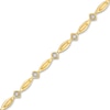 Thumbnail Image 1 of 1/10 CT. T.W. Diamond Marquise Link Alternating Line Bracelet in Sterling Silver with 10K Gold Plate