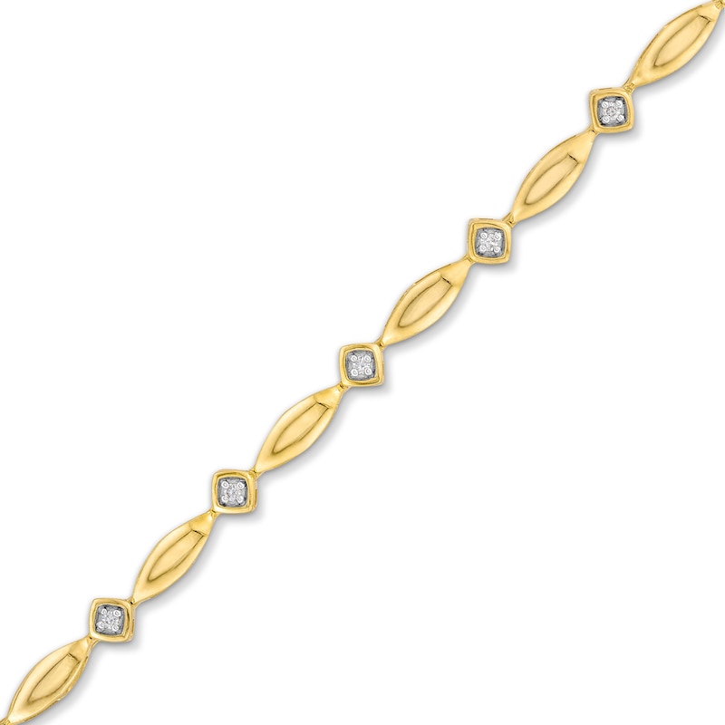 Main Image 1 of 1/10 CT. T.W. Diamond Marquise Link Alternating Line Bracelet in Sterling Silver with 10K Gold Plate