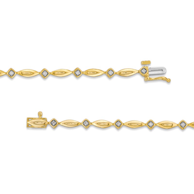 Main Image 3 of 1/10 CT. T.W. Diamond Marquise Link Alternating Line Bracelet in Sterling Silver with 10K Gold Plate