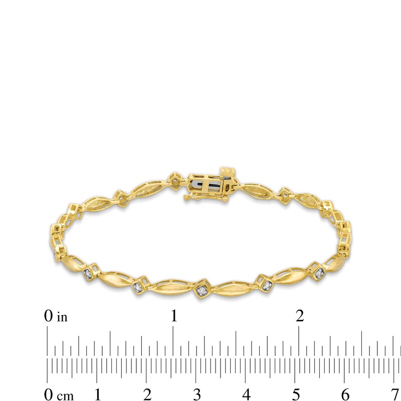 Main Image 4 of 1/10 CT. T.W. Diamond Marquise Link Alternating Line Bracelet in Sterling Silver with 10K Gold Plate