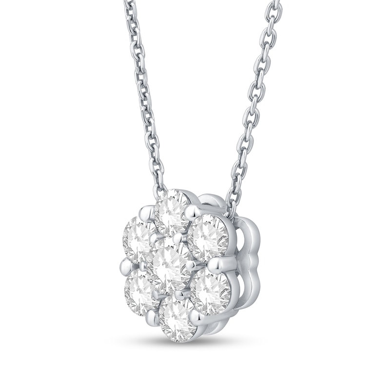 Main Image 2 of 1 CT. T.W.  Lab-Grown Multi-Diamond Flower Necklace in 10K White Gold (F/SI2) - 19"
