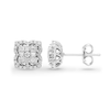 Thumbnail Image 2 of 1/3 CT. T.W. Multi-Diamond Flower Frame Stud Earrings in 10K White Gold