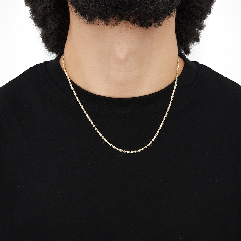 Main Image 3 of 2.4mm Rope Chain Necklace in Semi-Solid 14K Gold - 20"