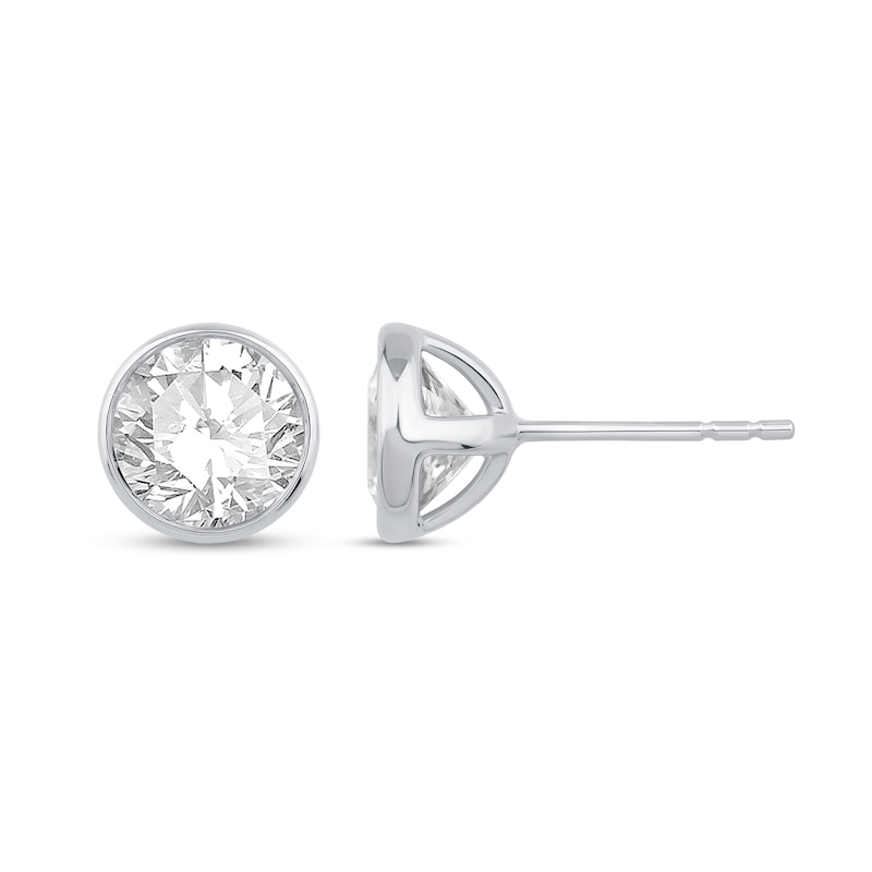 Main Image 1 of 2 CT. T.W. Certified Lab-Grown Diamond Bezel-Set Solitaire Stud Earrings in 14K White Gold (F/SI2)
