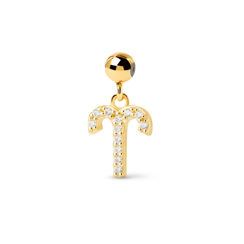Main Image 1 of PDPAOLA™ at Zales Cubic Zirconia Aries Zodiac Sign Bead Charm in Sterling Silver with 18K Gold Plate