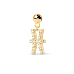 PDPAOLA™ at Zales Cubic Zirconia Pisces Zodiac Sign Bead Charm in Sterling Silver with 18K Gold Plate