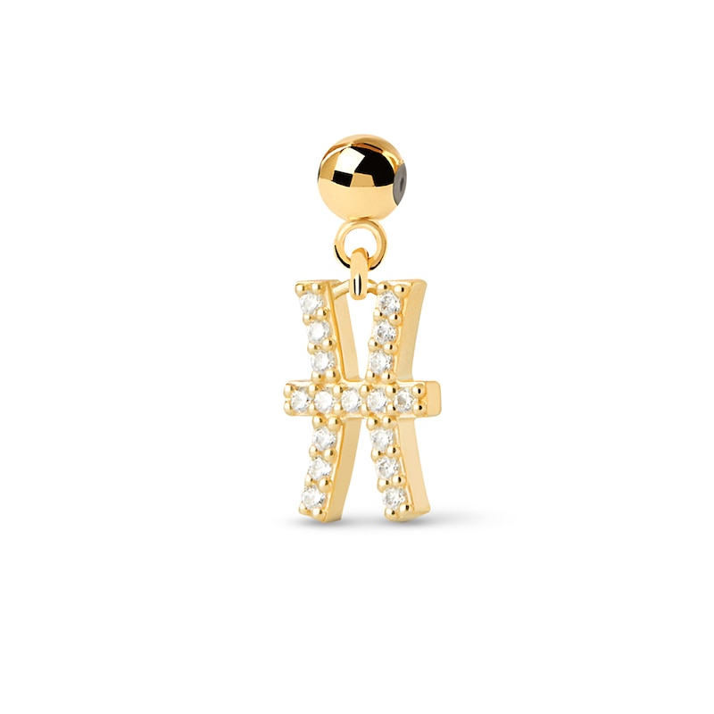 Main Image 1 of PDPAOLA™ at Zales Cubic Zirconia Pisces Zodiac Sign Bead Charm in Sterling Silver with 18K Gold Plate