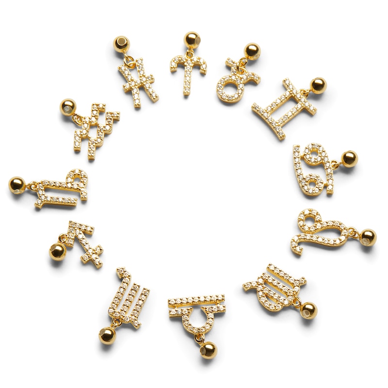 Main Image 2 of PDPAOLA™ at Zales Cubic Zirconia Pisces Zodiac Sign Bead Charm in Sterling Silver with 18K Gold Plate